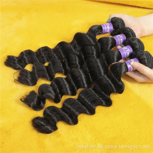 Papal Accept 10A Loose Deep Wave Bundles with Closure Peruvian Hair with Closure Remy 100% Human Hair Bundles With Frontal